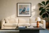 Titmouse by Jeanette Vertentes. Displayed in a glass frame with matte in a clean modern living room. Available as an archival giclee rolled canvas, fine art paper, or poster print. SKU 63456a.