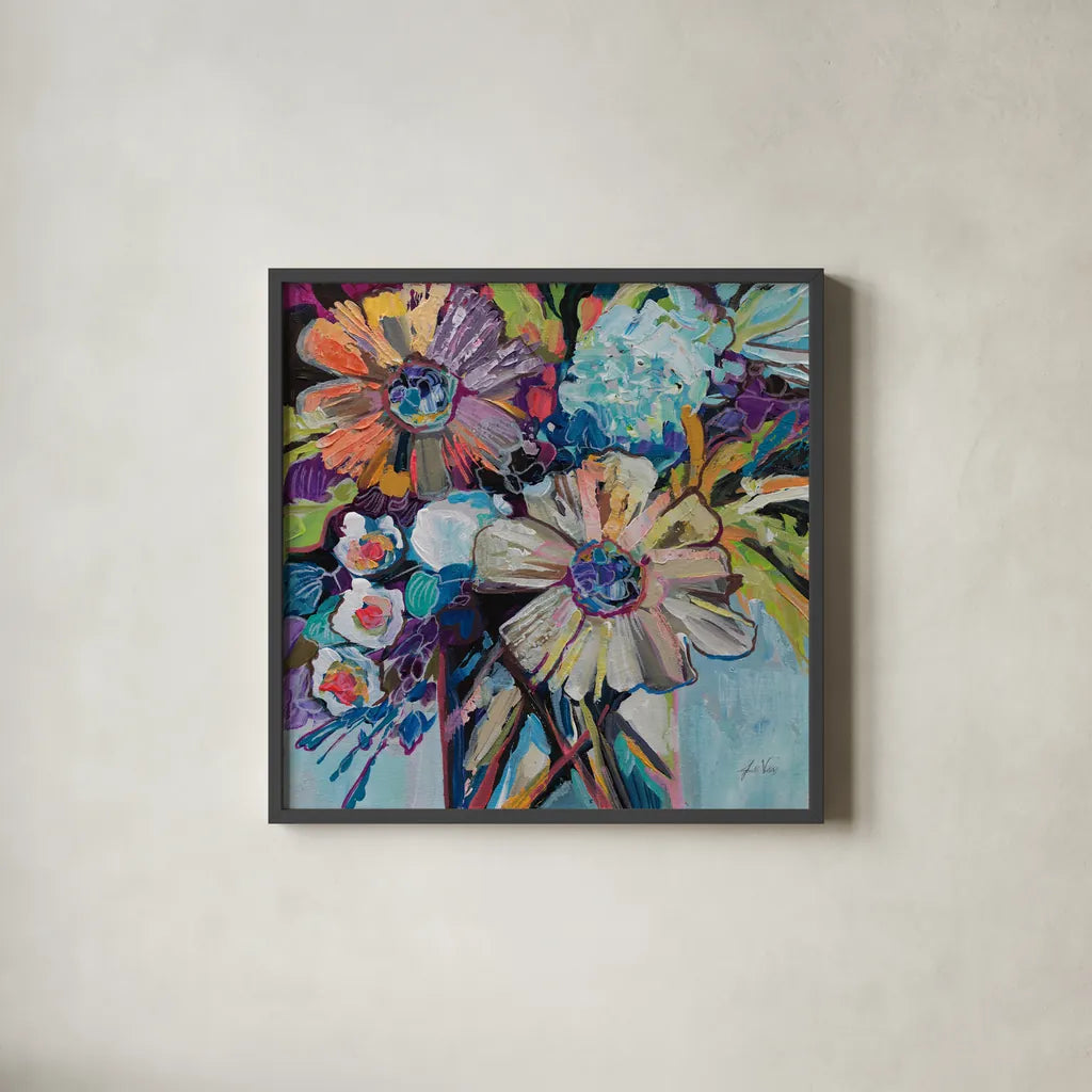 Together is Powerful by Jeanette Vertentes. Shown in a sleek black glass frame for a contemporary gallery look. Available as an archival giclee rolled canvas, fine art paper, or poster print. SKU 97010a.
