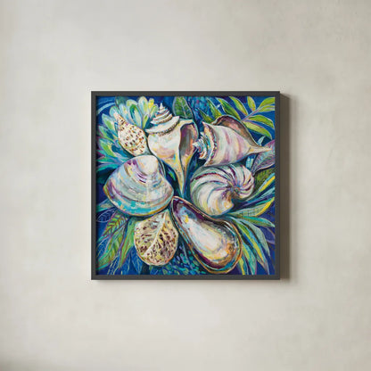Tropical by Jeanette Vertentes. Shown in a sleek black glass frame for a contemporary gallery look. Available as an archival giclee rolled canvas, fine art paper, or poster print. SKU 61461a.