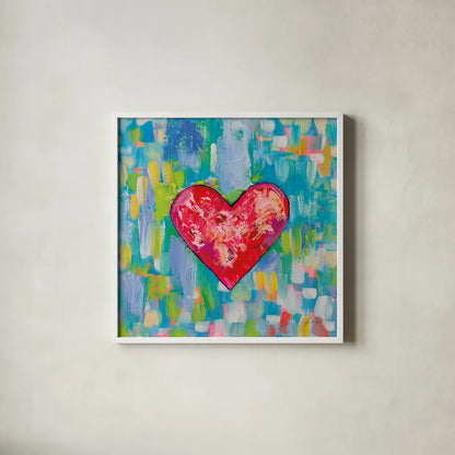 True Love Bright by Jeanette Vertentes. Shown in a crisp white glass frame for a clean and minimalist style. Available as an archival giclee rolled canvas, fine art paper, or poster print. SKU 85471a.