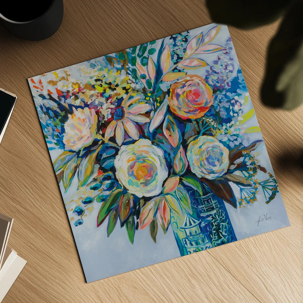 Turquoise Days by Jeanette Vertentes. Shown as a detailed flat fine art print, highlighting archival giclee quality. Available as an archival giclee rolled canvas, fine art paper, or poster print. SKU 79329a.