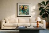 Twins by Jeanette Vertentes. Displayed in a glass frame with matte in a clean modern living room. Available as an archival giclee rolled canvas, fine art paper, or poster print. SKU 53180a.