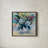 Uptown Girl by Jeanette Vertentes. Shown in a sleek black glass frame for a contemporary gallery look. Available as an archival giclee rolled canvas, fine art paper, or poster print. SKU 103159a.