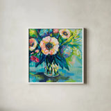 Vibrance by Jeanette Vertentes. Shown in a crisp white glass frame for a clean and minimalist style. Available as an archival giclee rolled canvas, fine art paper, or poster print. SKU 54410a.