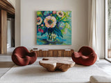 Vibrance by Jeanette Vertentes. Shown as extra-large giant wall art in a modern living room. Available as an archival giclee rolled canvas, fine art paper, or poster print. SKU 54410a.