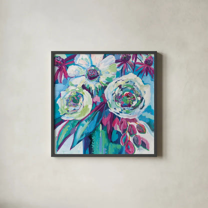 Vision Jewel Crop by Jeanette Vertentes. Shown in a sleek black glass frame for a contemporary gallery look. Available as an archival giclee rolled canvas, fine art paper, or poster print. SKU 68849a.