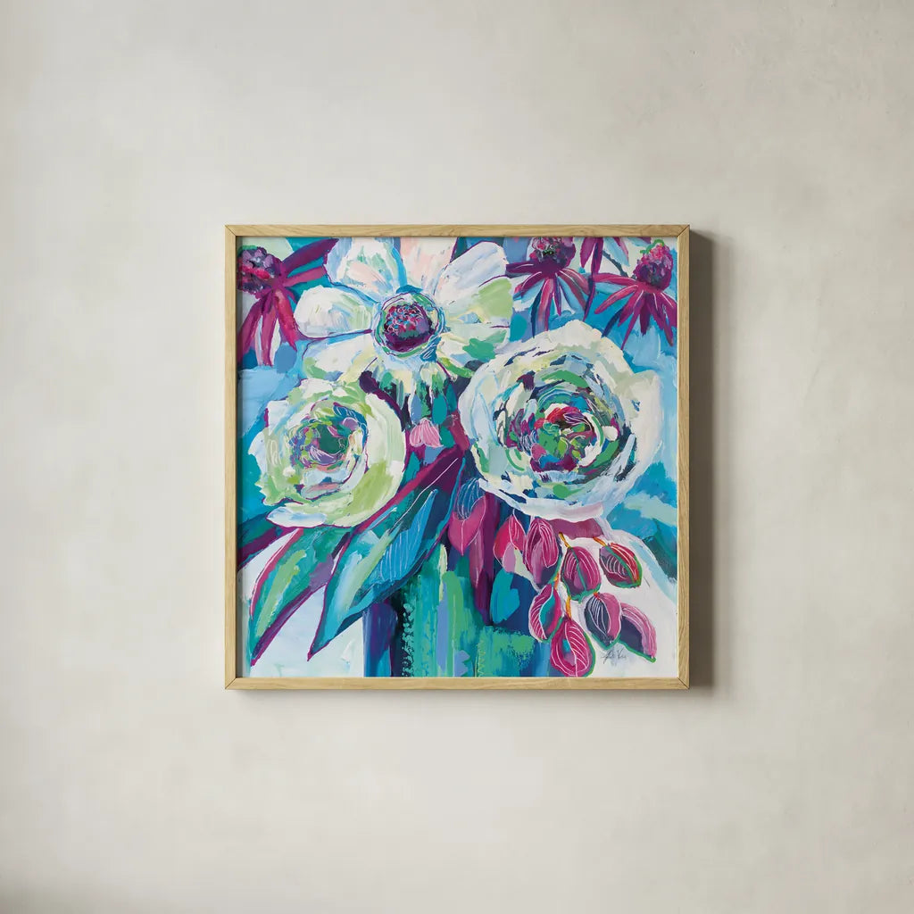 Vision Jewel Crop by Jeanette Vertentes. Shown in a natural wood glass frame for a timeless modern aesthetic. Available as an archival giclee rolled canvas, fine art paper, or poster print. SKU 68849a.