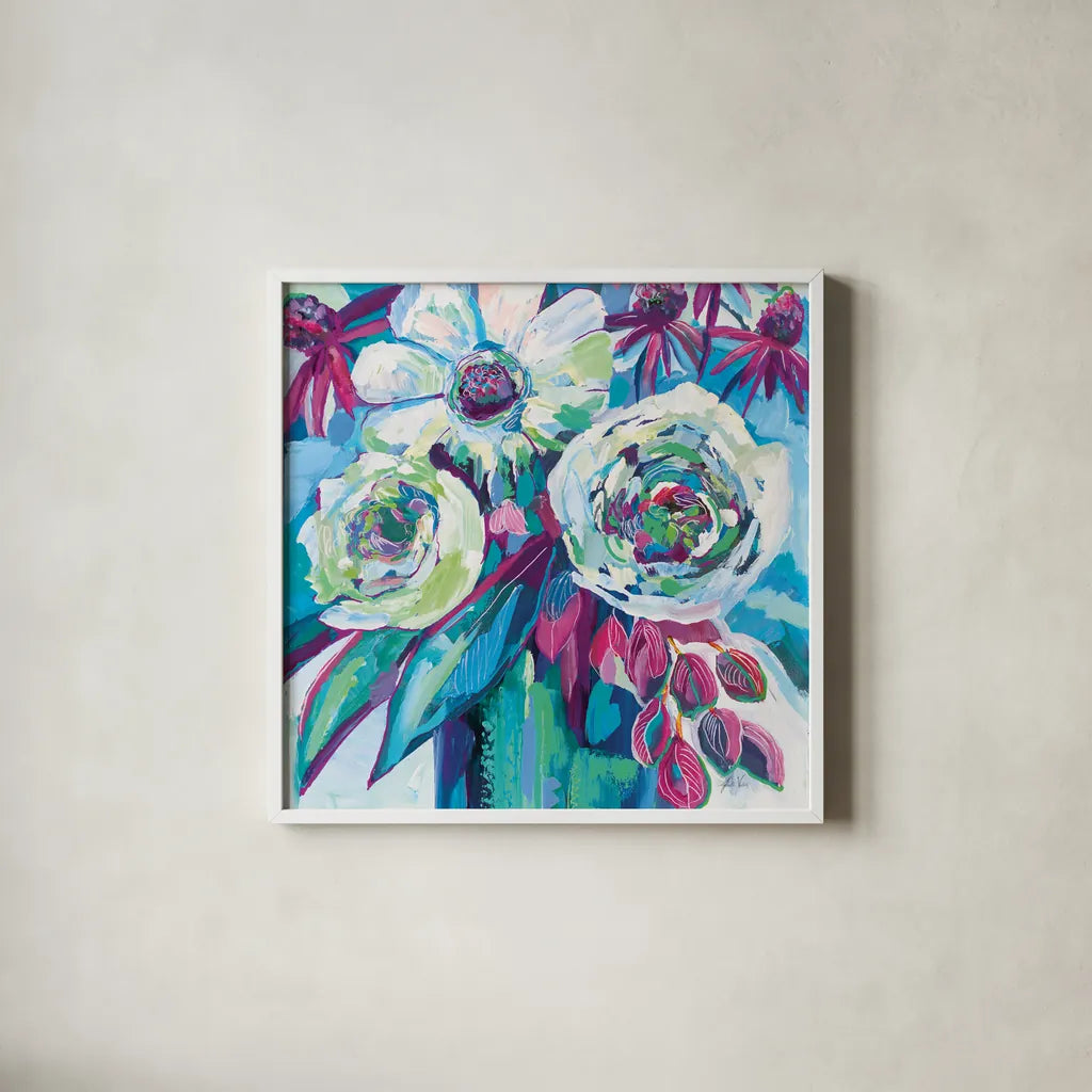 Vision Jewel Crop by Jeanette Vertentes. Shown in a crisp white glass frame for a clean and minimalist style. Available as an archival giclee rolled canvas, fine art paper, or poster print. SKU 68849a.