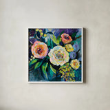 Walk in the Garden by Jeanette Vertentes. Shown in a crisp white glass frame for a clean and minimalist style. Available as an archival giclee rolled canvas, fine art paper, or poster print. SKU 53178a.