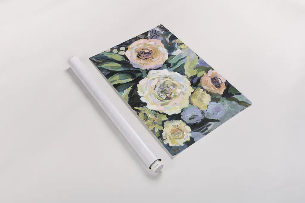 Walk in the Garden Neutral Crop by Jeanette Vertentes. shown as a rolled paper print. Available as archival giclee rolled canvas, fine art paper, or poster print. SKU 61599i.