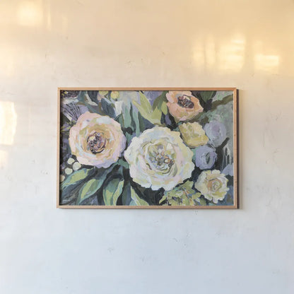 Walk in the Garden Neutral Crop by Jeanette Vertentes. shown as a paper print in a natural frame. Available as a archival giclee rolled canvas, fine art paper, or poster print. SKU 61599i.