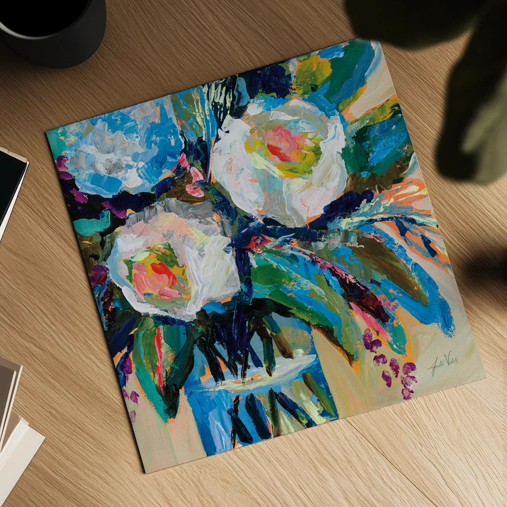 Wall Flowers by Jeanette Vertentes. Shown as a detailed flat fine art print, highlighting archival giclee quality. Available as an archival giclee rolled canvas, fine art paper, or poster print. SKU 80582a.