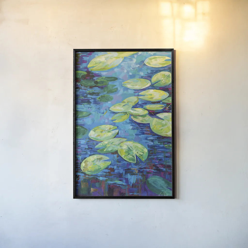 Water Steps by Jeanette Vertentes. shown as a paper print in a black flame. Available as a archival giclee rolled canvas, fine art paper, or poster print. SKU 74838h.