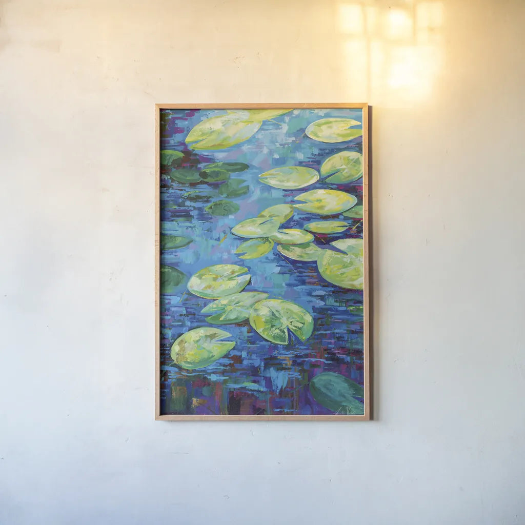 Water Steps by Jeanette Vertentes. shown as a paper print in a natural frame. Available as a archival giclee rolled canvas, fine art paper, or poster print. SKU 74838h.