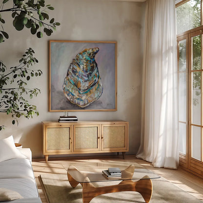 Watermark by Jeanette Vertentes. Shown in a natural wood frame in a cozy modern living room. Available as an archival giclee rolled canvas, fine art paper, or poster print. SKU 83414a.