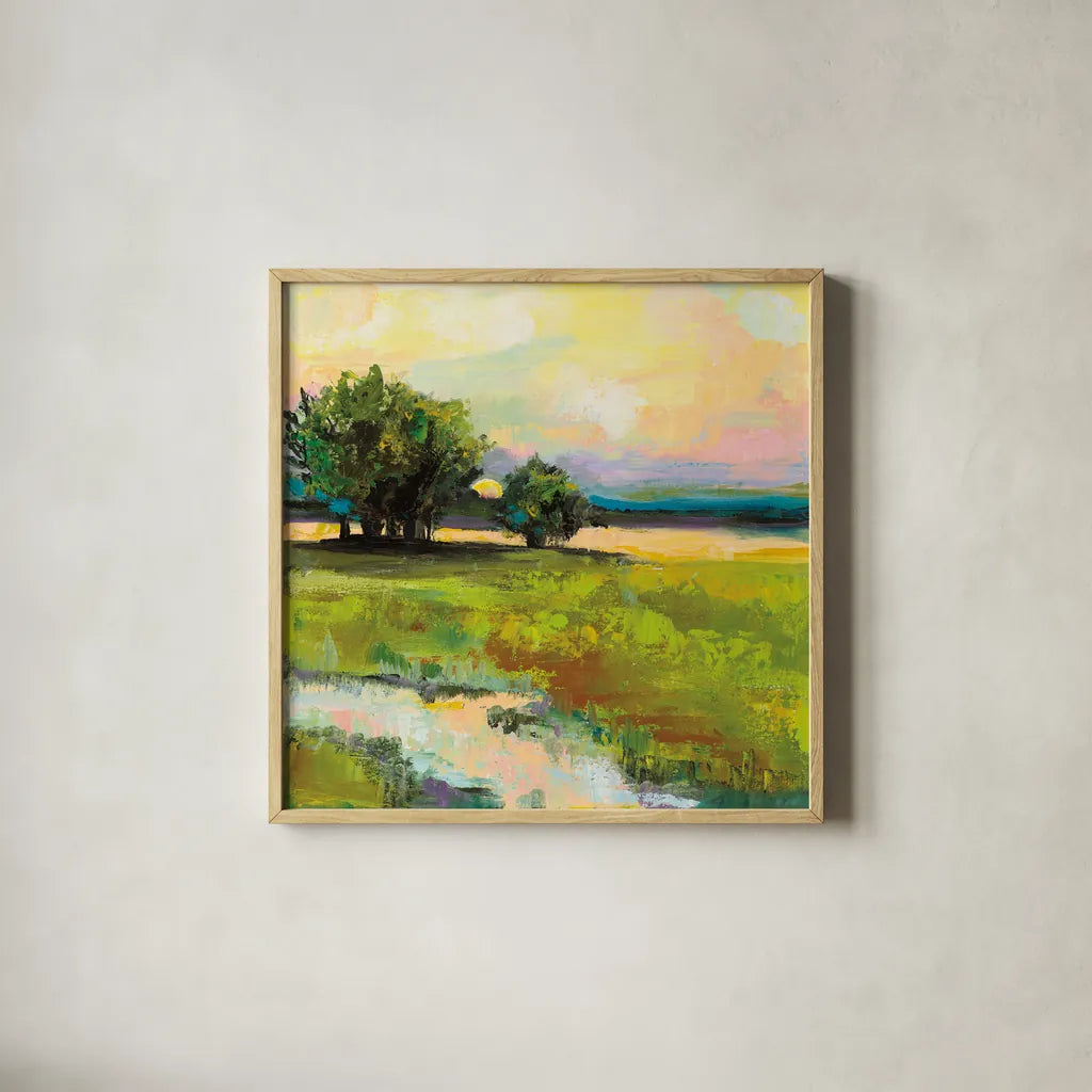 Weekapaug Inn by Jeanette Vertentes. Shown in a natural wood glass frame for a timeless modern aesthetic. Available as an archival giclee rolled canvas, fine art paper, or poster print. SKU 53187a.