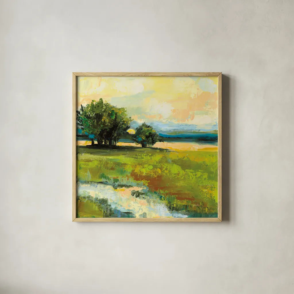 Weekapaug Inn v2 by Jeanette Vertentes. Shown in a natural wood glass frame for a timeless modern aesthetic. Available as an archival giclee rolled canvas, fine art paper, or poster print. SKU 56596a.