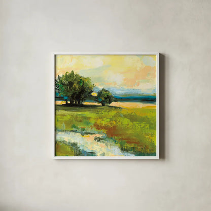 Weekapaug Inn v2 by Jeanette Vertentes. Shown in a crisp white glass frame for a clean and minimalist style. Available as an archival giclee rolled canvas, fine art paper, or poster print. SKU 56596a.