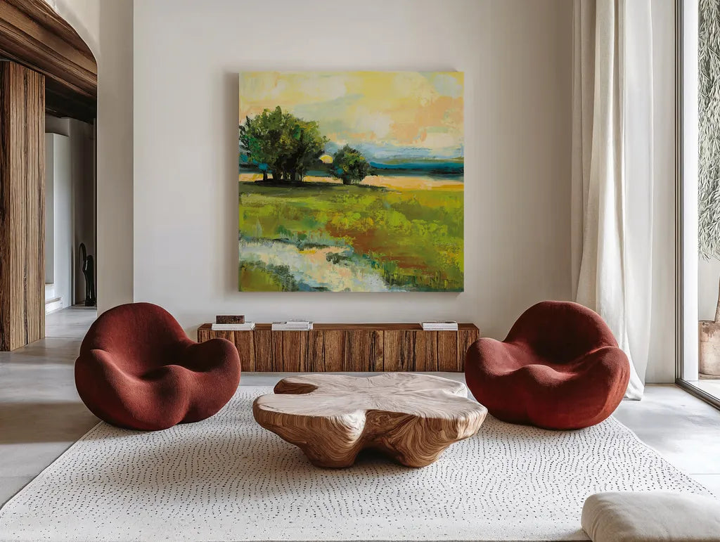 Weekapaug Inn v2 by Jeanette Vertentes. Shown as extra-large giant wall art in a modern living room. Available as an archival giclee rolled canvas, fine art paper, or poster print. SKU 56596a.