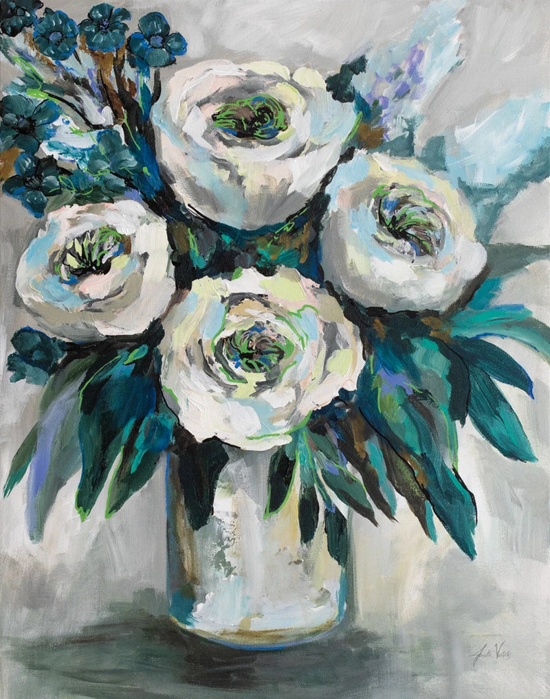 White Roses Bouquet Crop by Jeanette Vertentes