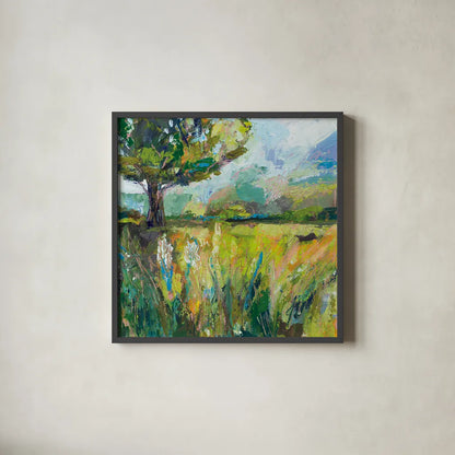 Wildflowers v2 by Jeanette Vertentes. Shown in a sleek black glass frame for a contemporary gallery look. Available as an archival giclee rolled canvas, fine art paper, or poster print. SKU 61332a.