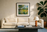 Wildflowers v2 by Jeanette Vertentes. Displayed in a glass frame with matte in a clean modern living room. Available as an archival giclee rolled canvas, fine art paper, or poster print. SKU 61332a.