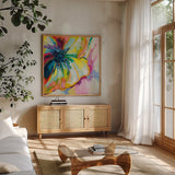 Winsome by Jeanette Vertentes. Shown in a natural wood frame in a cozy modern living room. Available as an archival giclee rolled canvas, fine art paper, or poster print. SKU 64386a.