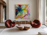Winsome by Jeanette Vertentes. Shown as extra-large giant wall art in a modern living room. Available as an archival giclee rolled canvas, fine art paper, or poster print. SKU 64386a.