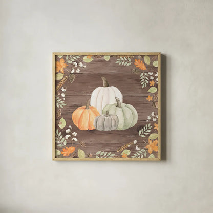 Autumn Offering I Dark by Jenaya Jackson. Shown in a natural wood glass frame for a timeless modern aesthetic. Available as an archival giclee rolled canvas, fine art paper, or poster print. SKU 38715a.