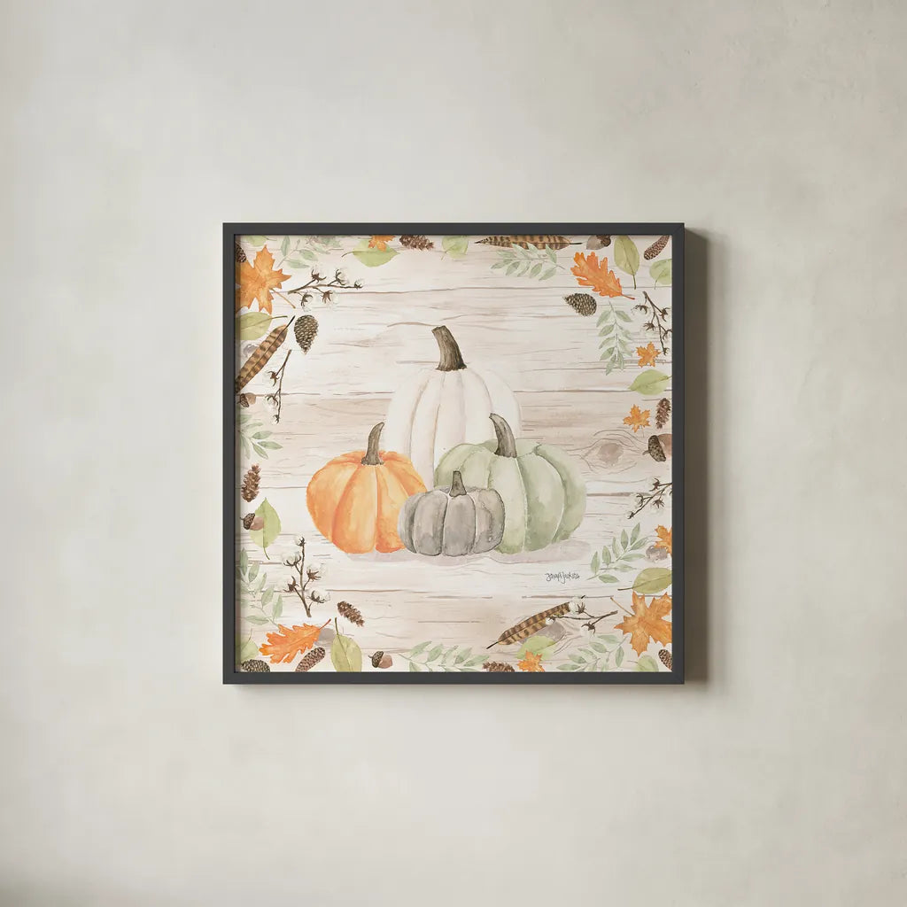 Autumn Offering I Light by Jenaya Jackson. Shown in a sleek black glass frame for a contemporary gallery look. Available as an archival giclee rolled canvas, fine art paper, or poster print. SKU 38717a.