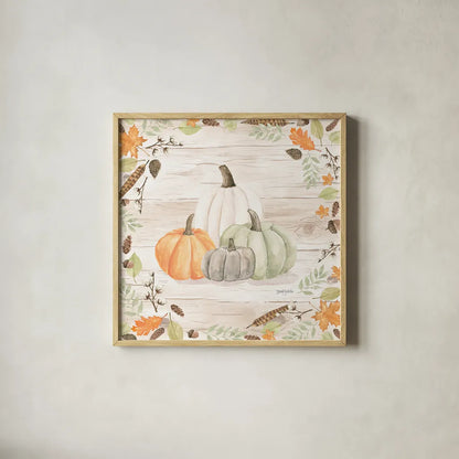 Autumn Offering I Light by Jenaya Jackson. Shown in a natural wood glass frame for a timeless modern aesthetic. Available as an archival giclee rolled canvas, fine art paper, or poster print. SKU 38717a.