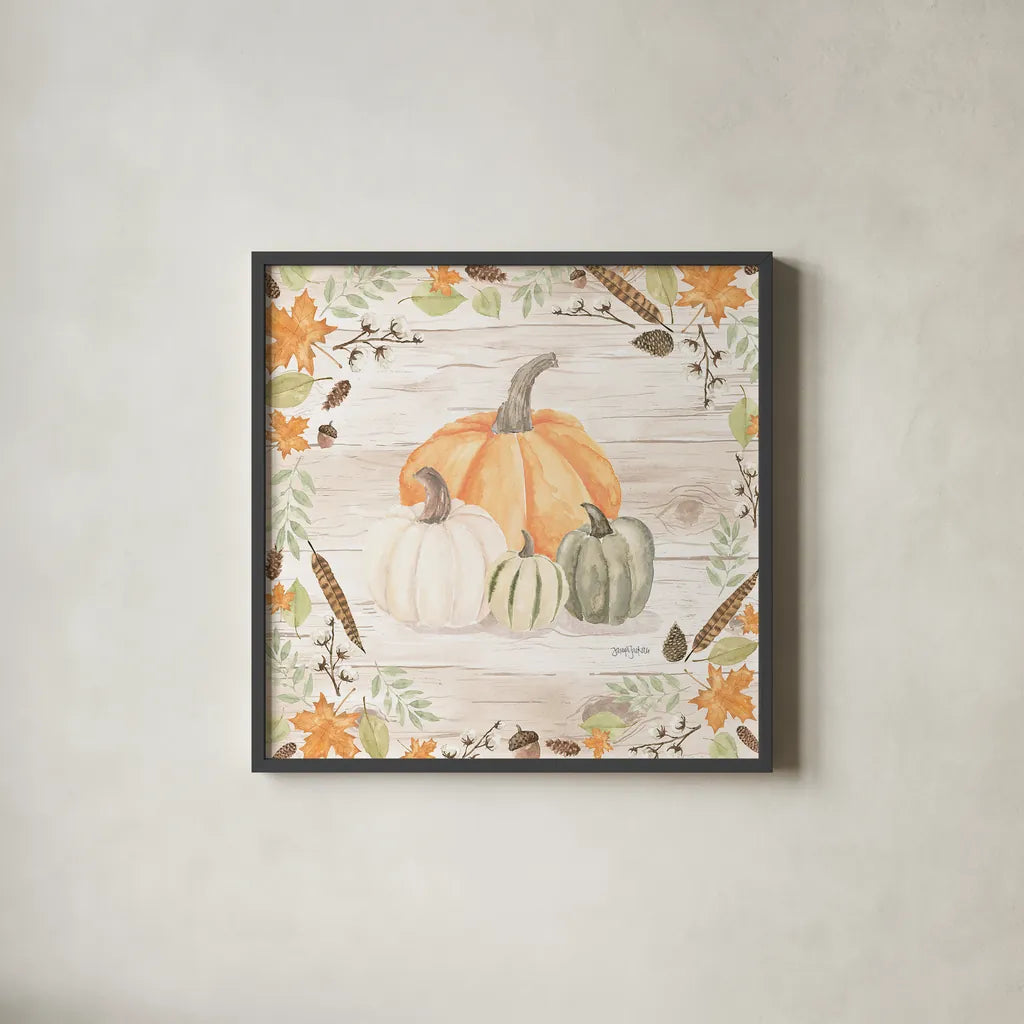 Autumn Offering II Light by Jenaya Jackson. Shown in a sleek black glass frame for a contemporary gallery look. Available as an archival giclee rolled canvas, fine art paper, or poster print. SKU 38718a.