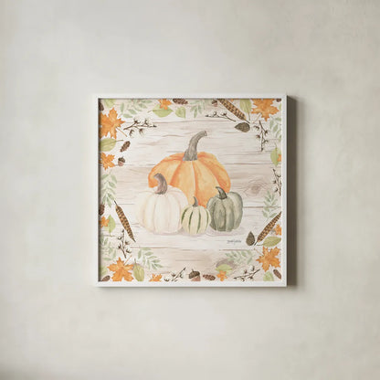 Autumn Offering II Light by Jenaya Jackson. Shown in a crisp white glass frame for a clean and minimalist style. Available as an archival giclee rolled canvas, fine art paper, or poster print. SKU 38718a.
