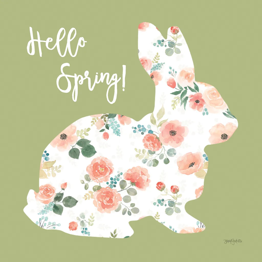 Blooming Delight Bunny II Spring by Jenaya Jackson. SKU 89674a. Archival Giclee Fine art print for wall decor.
