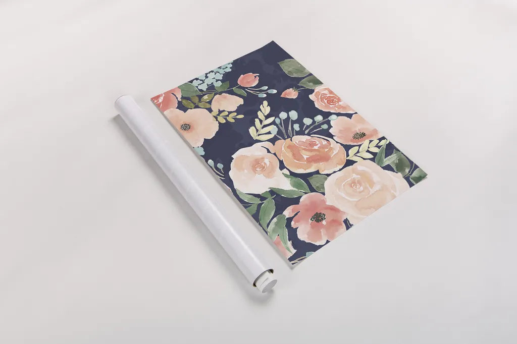 Blooming Delight III Blue by Jenaya Jackson. shown as a rolled paper print. Available as archival giclee rolled canvas, fine art paper, or poster print. SKU 47621i.