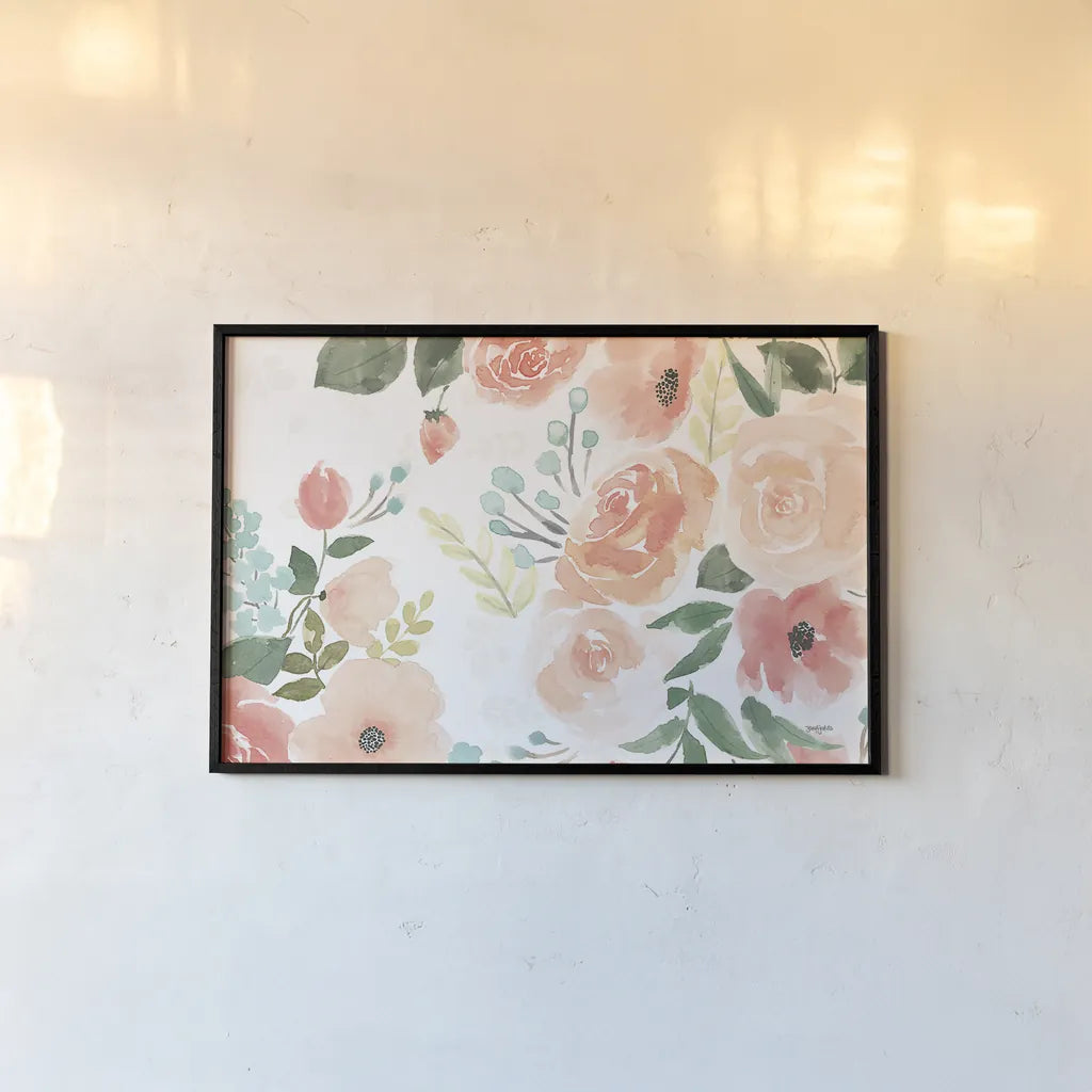 Blooming Delight III White by Jenaya Jackson. shown as a paper print in a black flame. Available as a archival giclee rolled canvas, fine art paper, or poster print. SKU 47628i.