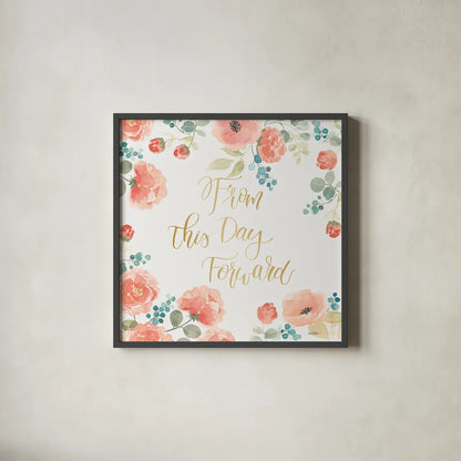 Blooming Delight IV White by Jenaya Jackson. Shown in a sleek black glass frame for a contemporary gallery look. Available as an archival giclee rolled canvas, fine art paper, or poster print. SKU 47629a.