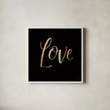 Blooming Delight Love by Jenaya Jackson. Shown in a crisp white glass frame for a clean and minimalist style. Available as an archival giclee rolled canvas, fine art paper, or poster print. SKU 67434a.