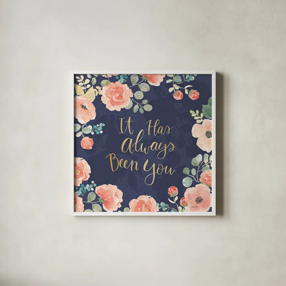 Blooming Delight V Blue by Jenaya Jackson. Shown in a crisp white glass frame for a clean and minimalist style. Available as an archival giclee rolled canvas, fine art paper, or poster print. SKU 47623a.