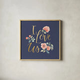 Blooming Delight VI Blue by Jenaya Jackson. Shown in a natural wood glass frame for a timeless modern aesthetic. Available as an archival giclee rolled canvas, fine art paper, or poster print. SKU 47624a.