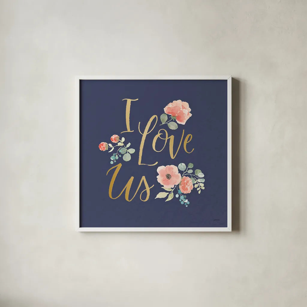 Blooming Delight VI Blue by Jenaya Jackson. Shown in a crisp white glass frame for a clean and minimalist style. Available as an archival giclee rolled canvas, fine art paper, or poster print. SKU 47624a.