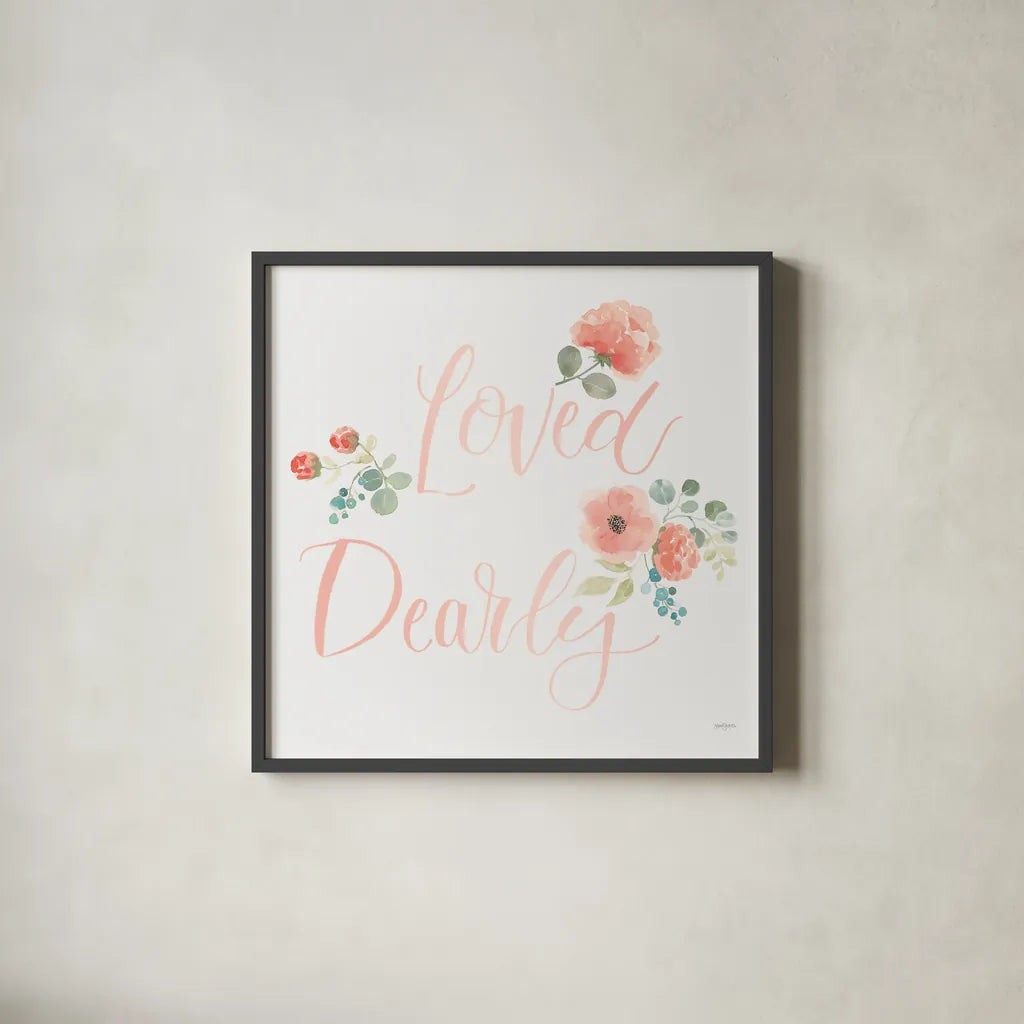Blooming Delight VI Blush Loved by Jenaya Jackson. Shown in a sleek black glass frame for a contemporary gallery look. Available as an archival giclee rolled canvas, fine art paper, or poster print. SKU 66526a.