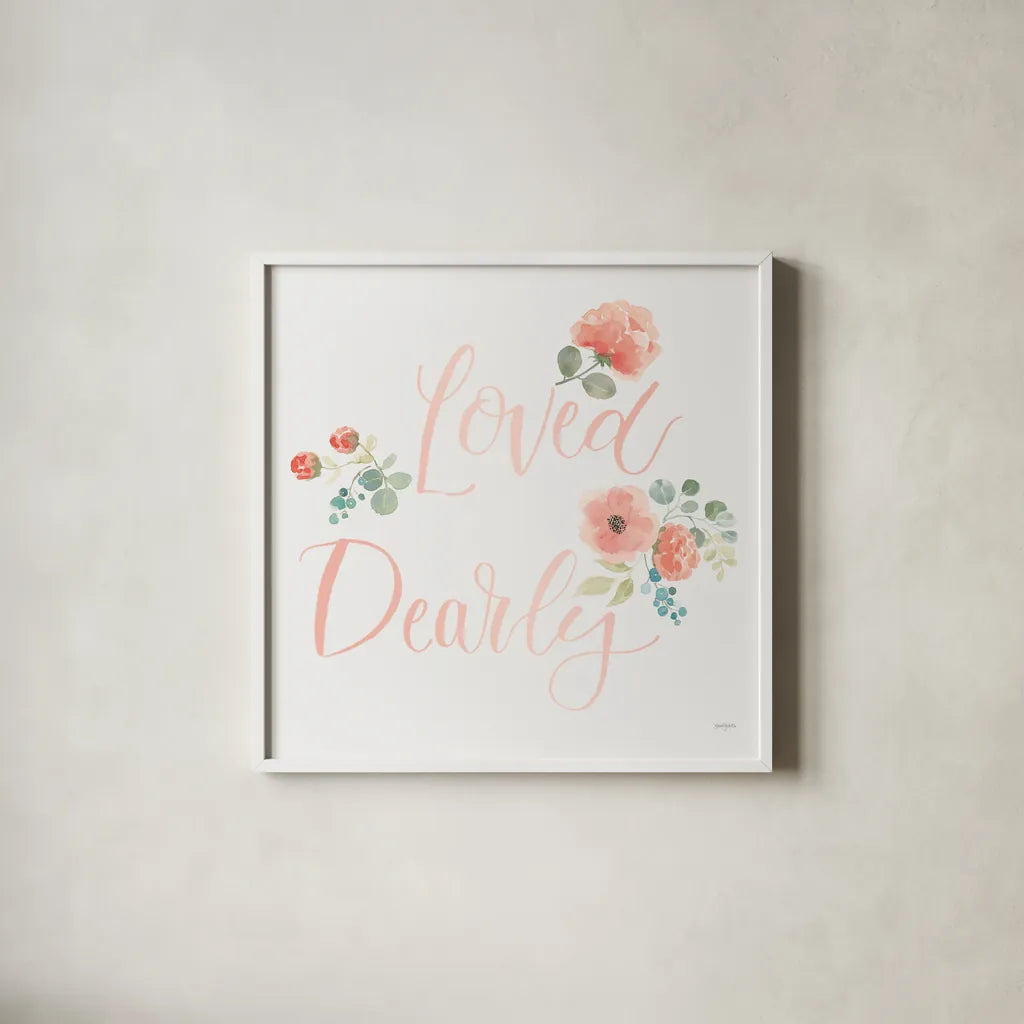 Blooming Delight VI Blush Loved by Jenaya Jackson. Shown in a crisp white glass frame for a clean and minimalist style. Available as an archival giclee rolled canvas, fine art paper, or poster print. SKU 66526a.