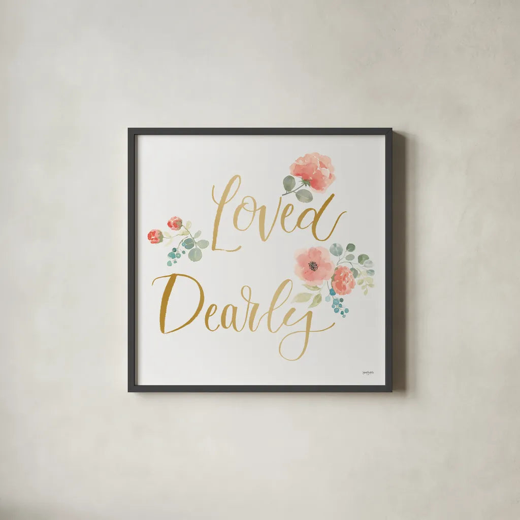 Blooming Delight VI White Loved by Jenaya Jackson. Shown in a sleek black glass frame for a contemporary gallery look. Available as an archival giclee rolled canvas, fine art paper, or poster print. SKU 52509a.