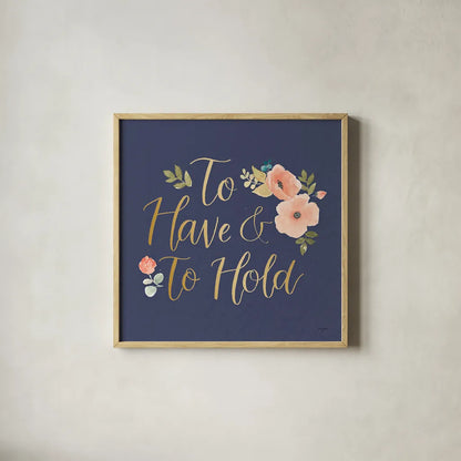 Blooming Delight VII Blue by Jenaya Jackson. Shown in a natural wood glass frame for a timeless modern aesthetic. Available as an archival giclee rolled canvas, fine art paper, or poster print. SKU 47625a.