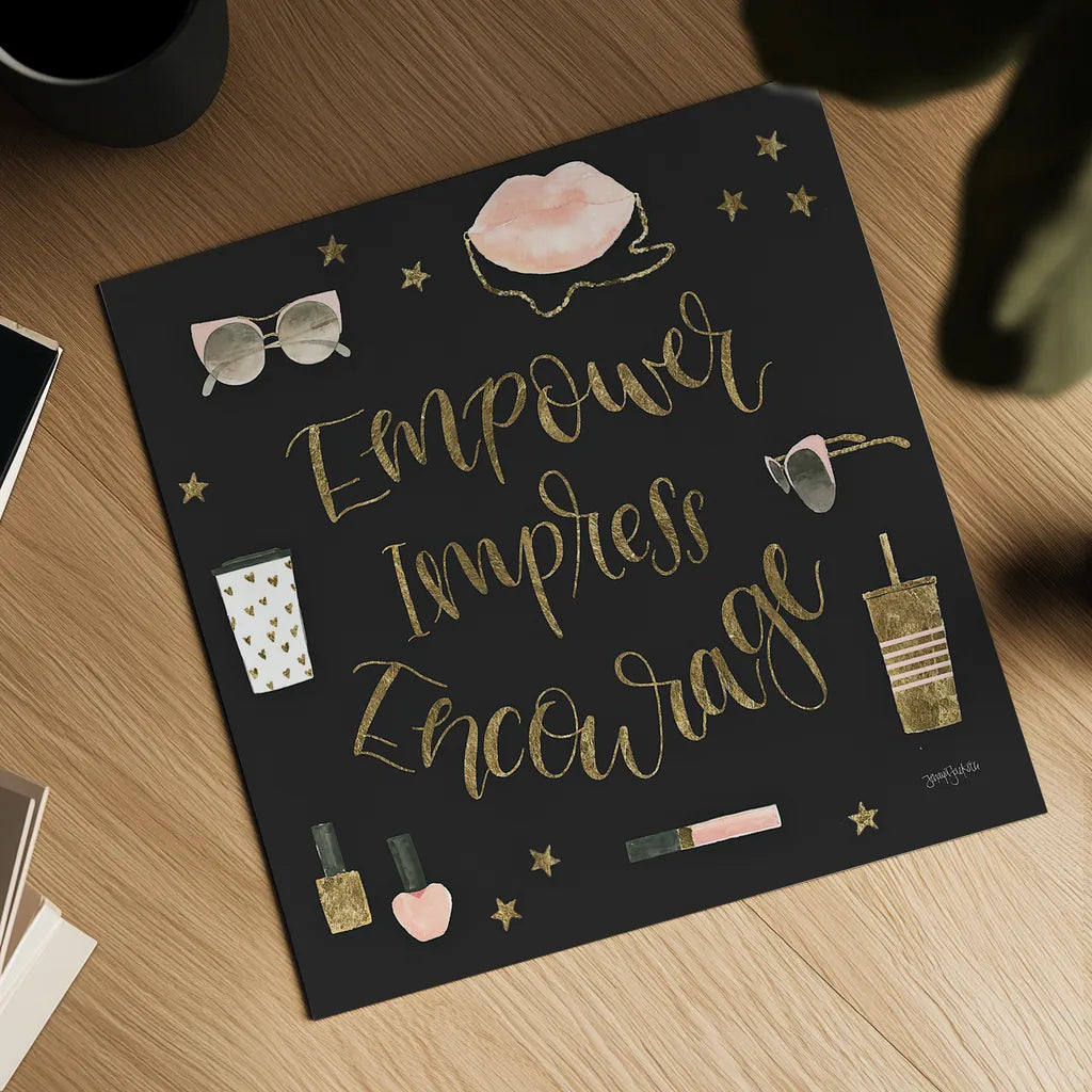 Boss Ladies V Black by Jenaya Jackson. Shown as a detailed flat fine art print, highlighting archival giclee quality. Available as an archival giclee rolled canvas, fine art paper, or poster print. SKU 42766a.