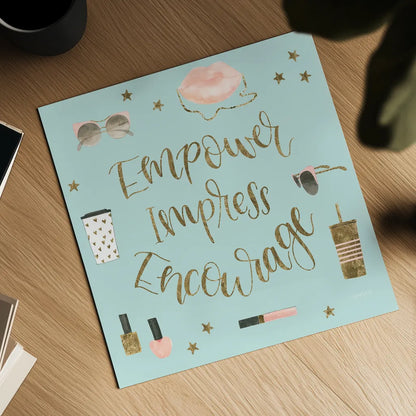 Boss Ladies V Mint by Jenaya Jackson. Shown as a detailed flat fine art print, highlighting archival giclee quality. Available as an archival giclee rolled canvas, fine art paper, or poster print. SKU 42898a.