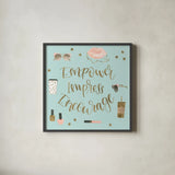 Boss Ladies V Mint by Jenaya Jackson. Shown in a sleek black glass frame for a contemporary gallery look. Available as an archival giclee rolled canvas, fine art paper, or poster print. SKU 42898a.