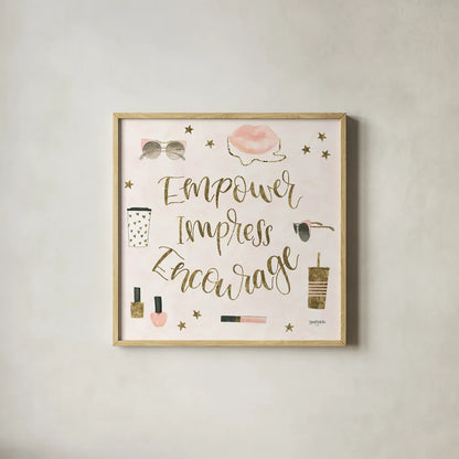 Boss Ladies V Pink by Jenaya Jackson. Shown in a natural wood glass frame for a timeless modern aesthetic. Available as an archival giclee rolled canvas, fine art paper, or poster print. SKU 42760a.