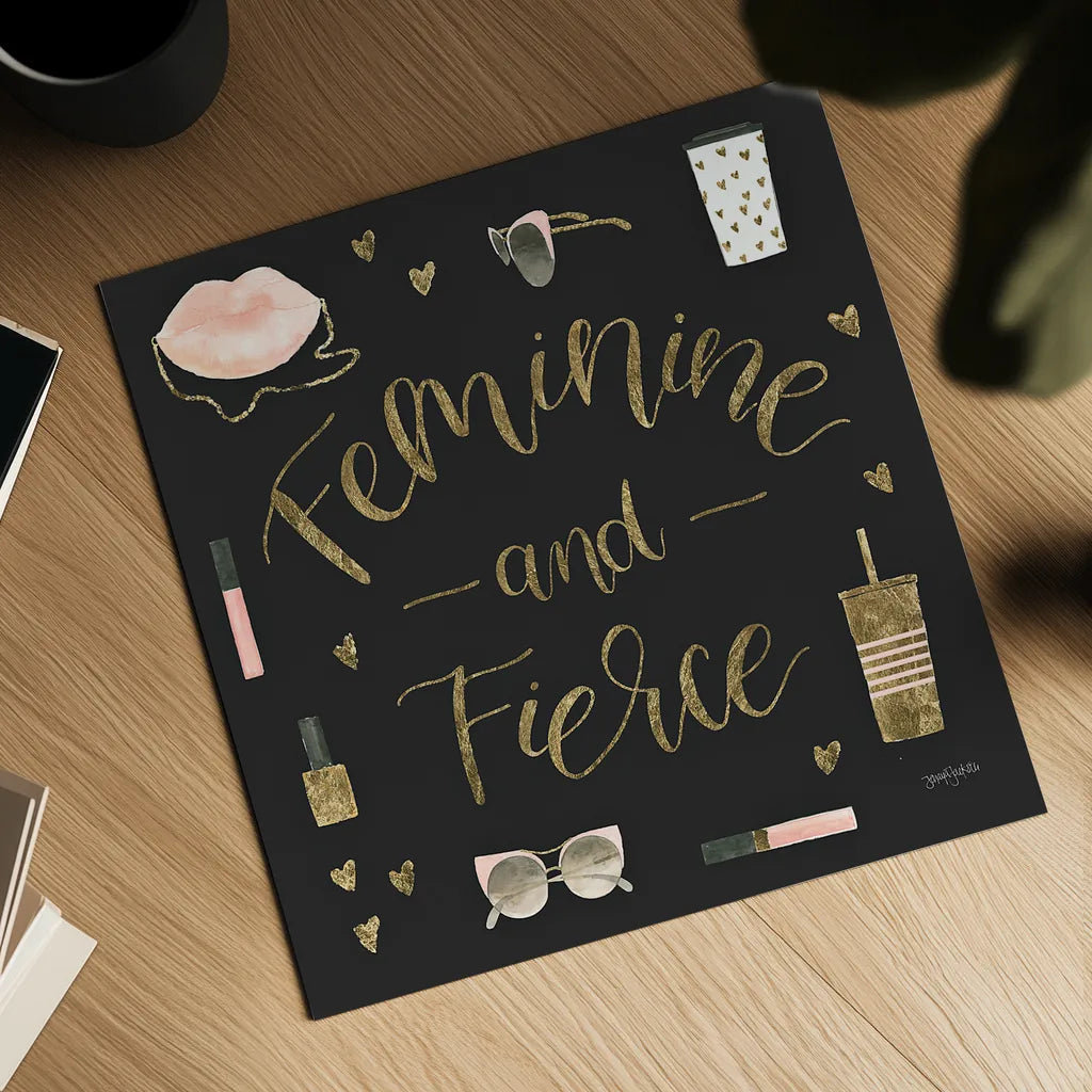 Boss Ladies VI Black by Jenaya Jackson. Shown as a detailed flat fine art print, highlighting archival giclee quality. Available as an archival giclee rolled canvas, fine art paper, or poster print. SKU 42767a.